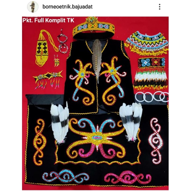 1 set kostum dayak anak anak kecil cewek perempuan baju dayak adat tradisional baju dayak ulu kalima