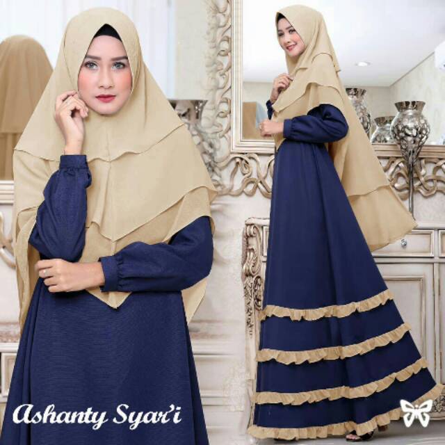 Gamis Ashanty Navy Syar'i