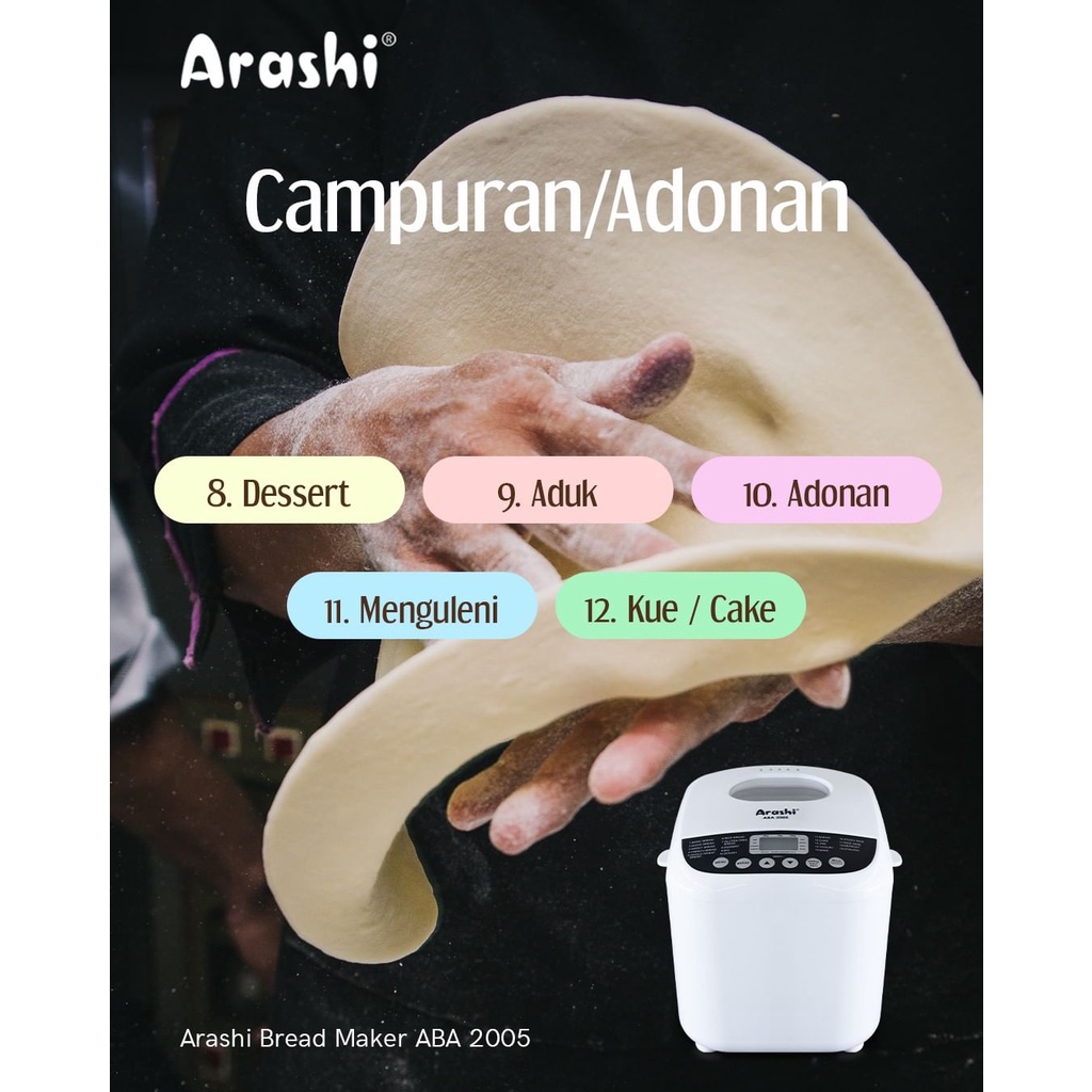Arashi Digital Bread Maker Electric - Alat Mesin Pembuat Roti Otomatis ABA 2005 Listrik