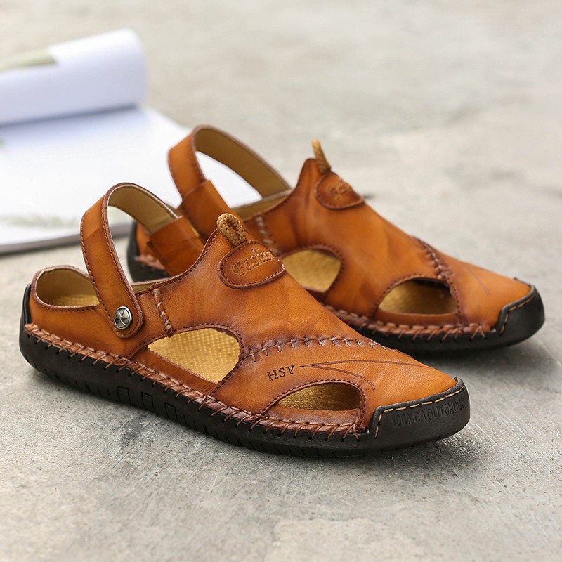 Sandal Slide Pria Sandal kulit Pria Classic Sandal kulit Sepatu Pria Sepatu pantai Sandal Gunung