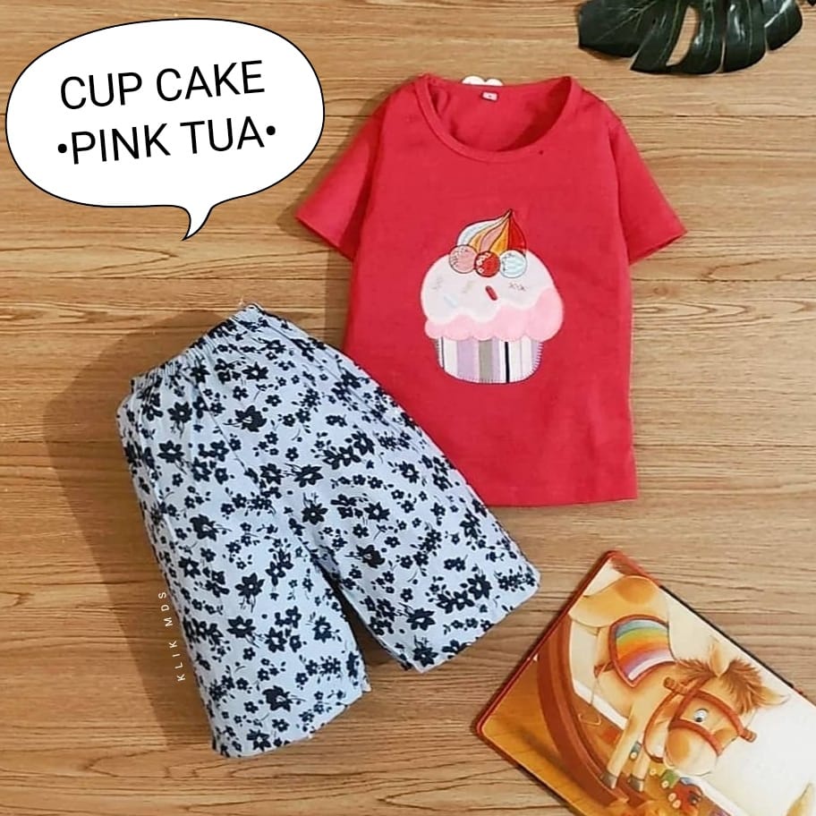 Setelan Anak Perempuan / Baju Anak Perempuan Motif Cup Cake