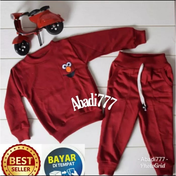 free ongkir cod setelan sweater Elmo 1-6 tahun baju anak