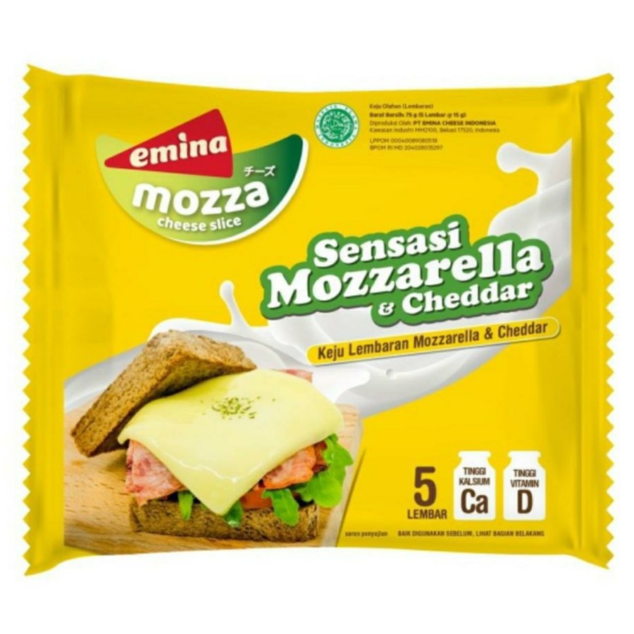 

Emina Cheese Slice Mozza 75g / Keju Lembaran Mozzarella & Cheddar