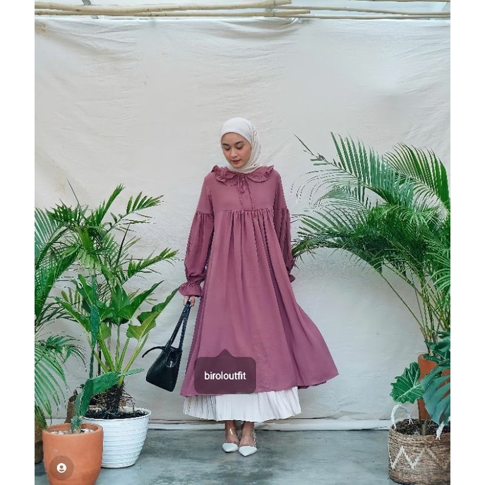 NARA MIDI DRES/MIDI DRES BIROLOUTFIT/DRESS BUSUI/KOREAN DRESS/DRES KONDANGAN/DRES CASUAL