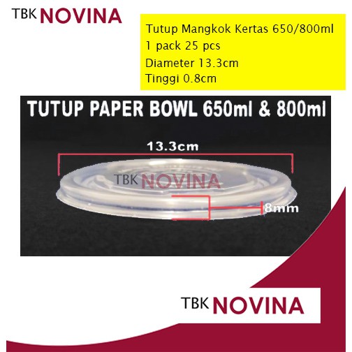 [25PCS] Tutup Paper Bowl 650ml n 800ml Per Pack 25pcs Hanya Lid Tutup Mangkok Kertas