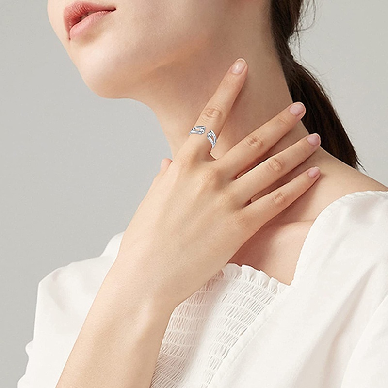 Ran Ins Cincin Terbuka Adjustable Motif Geometri + Hollow + Manik-Manik Untuk Wanita / Pesta / Hadiah
