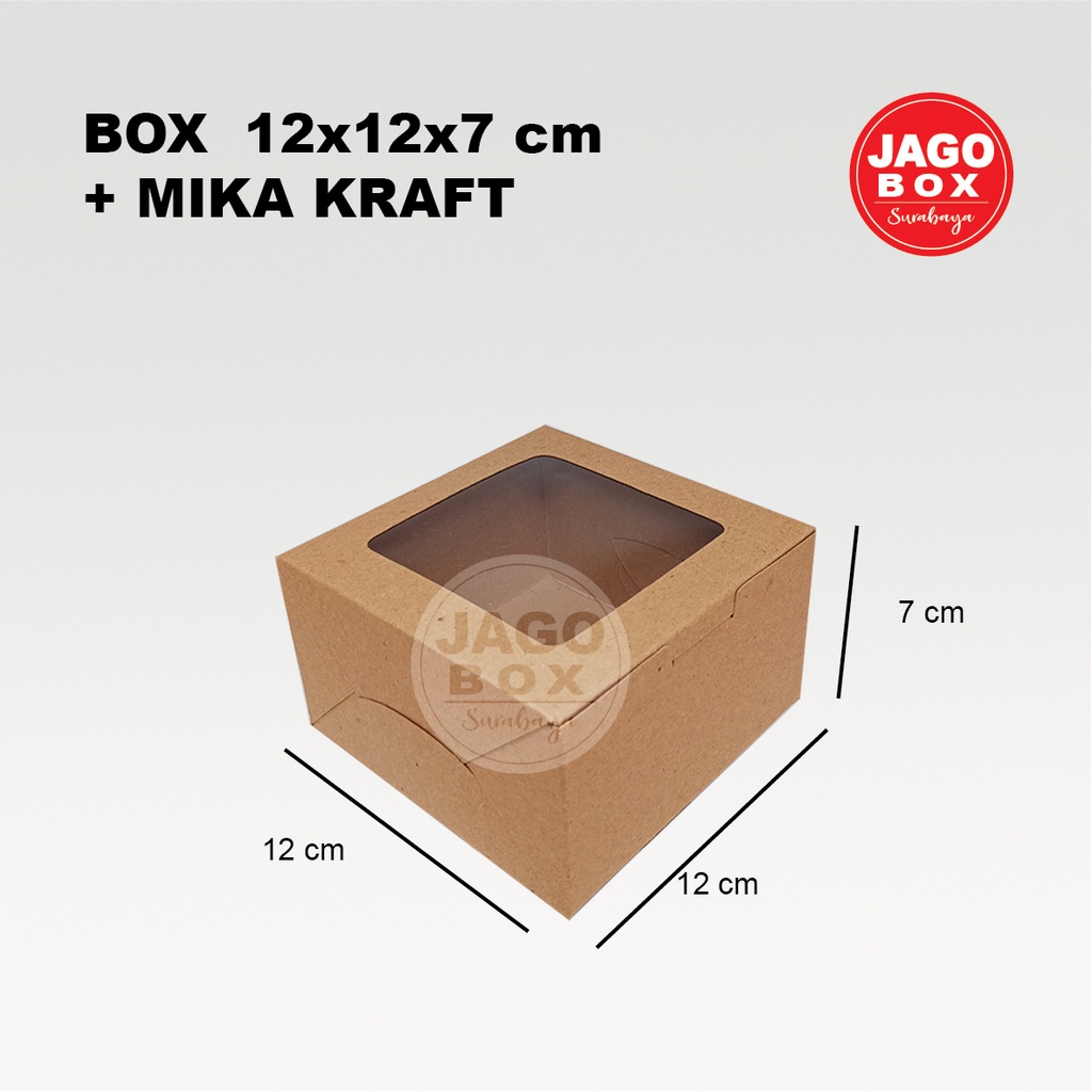 BOX KOTAK DOS KUE SNACK DESSERT SOUVENIR 12 x 12 x 7cm + MIKA KRAFT