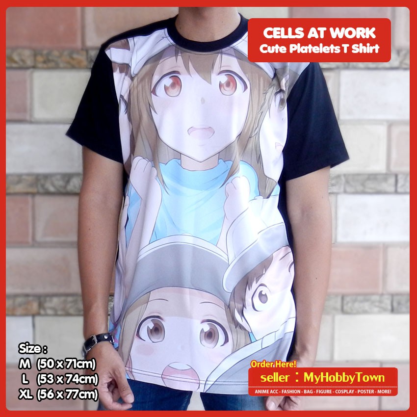 Kaos Anime Cells At Work Hataraku Saibou Platelet Trombosit Full Print