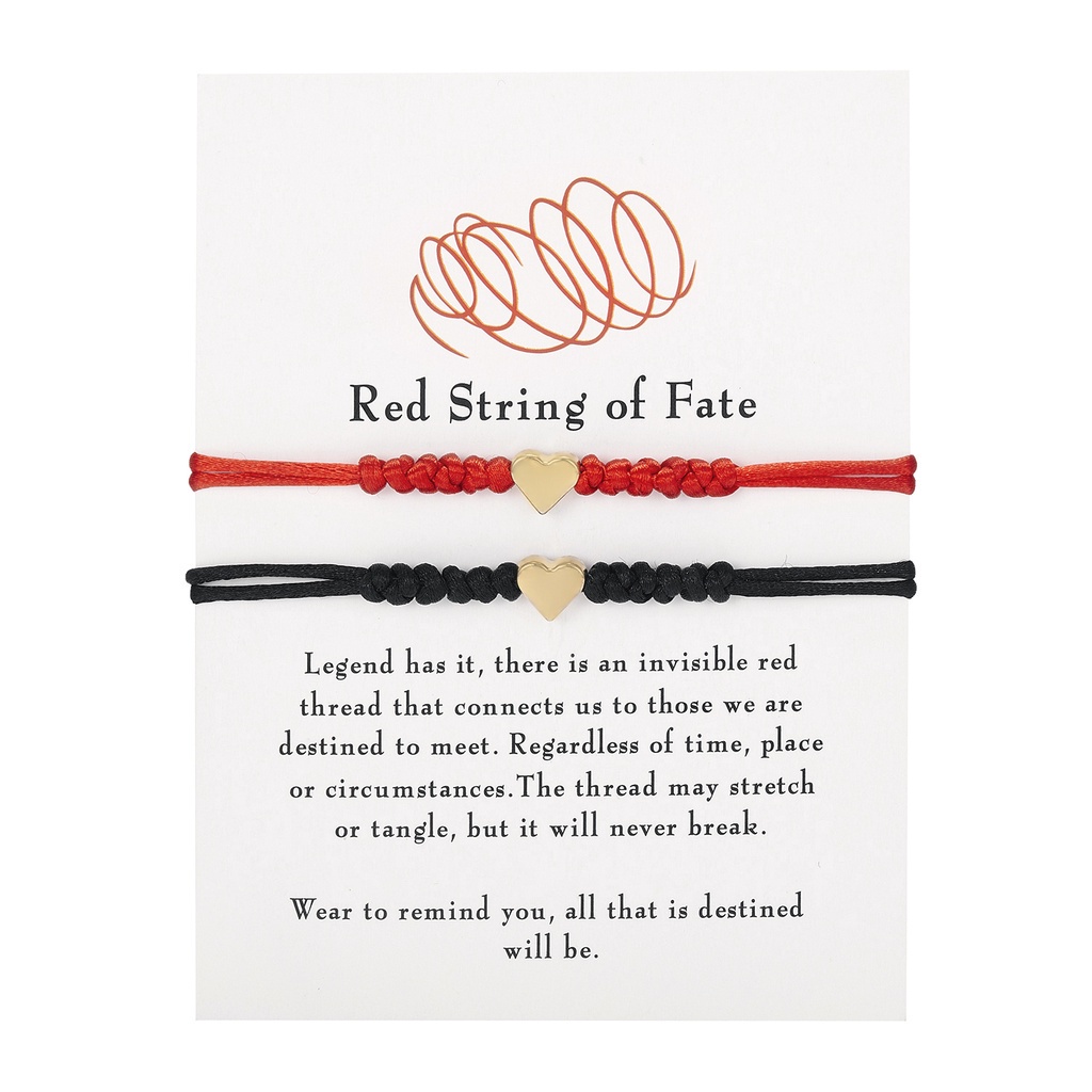 Red string of fate love 6 knots red string lucky friendship weaving adjustable paper card set bracelet couple gift jewelry