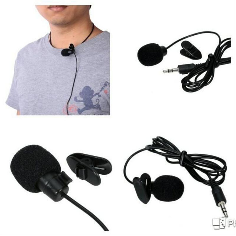 Paket Youtuber Vlog Mic Clip on+Audio Splitter /Clip On Mic Microphone 3.5mm +Audio Splitter U Shape