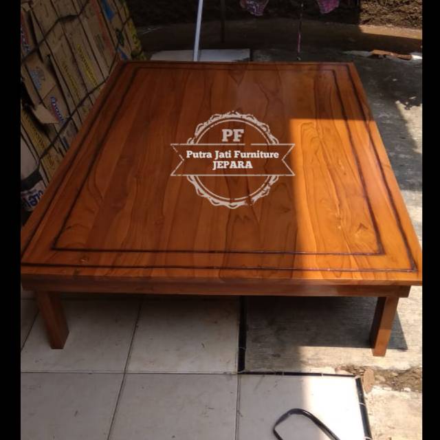 Meja kopi lesehan kayu jati - meja tamu panjang simpel minimalis