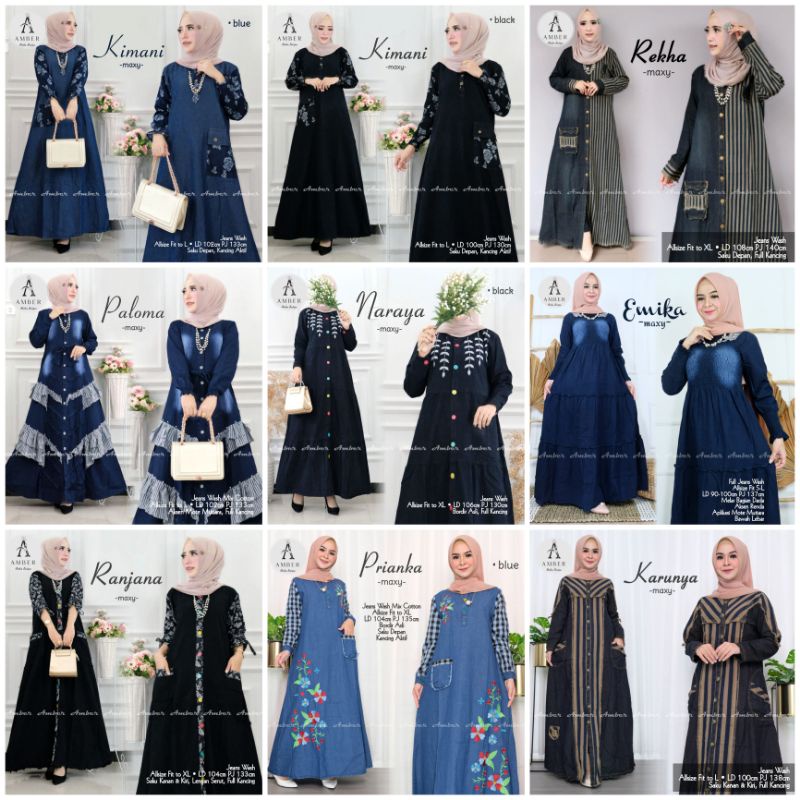 Serba Dress Jeans Denim By Amber. Dress Gamis Wanita Muslimah Terbaru Kekinian. Dress Kondangan