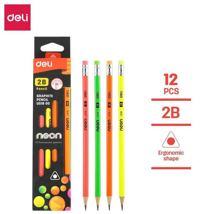 

Deli EU51800 Grafit Pensil Kayu 12 Pcs/Box 4 Warna dengan Penghapus PROMO