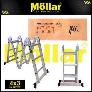 MOLLAR Tangga Lipat A Aluminium 3.4 Meter 4 x 3 Step Double Ladder