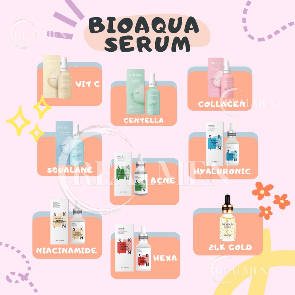 READY!! BIOAQUA MOISTURIZING SERUM ESSENCE 30ML - ACNE CARE SERUM/NIACI SERUM/HYALU SERUM/HEXA SERUM/GOLD SERUM/CENTELLA SERUM/COLLAGEN SERUM/SQUALANE  VIT C SERUM (BPOM)