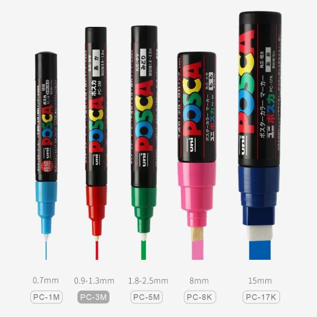 

(PERALATAN MENGGAMBAR) BUNDLING 25 COLORS UNI POSCA PC-3M, FINE POINT PAINT MARKER TERBARU
