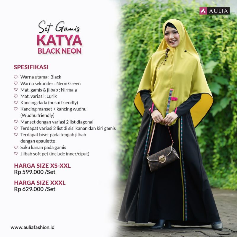 SET GAMIS AULIA KATYA BLACK NEON L