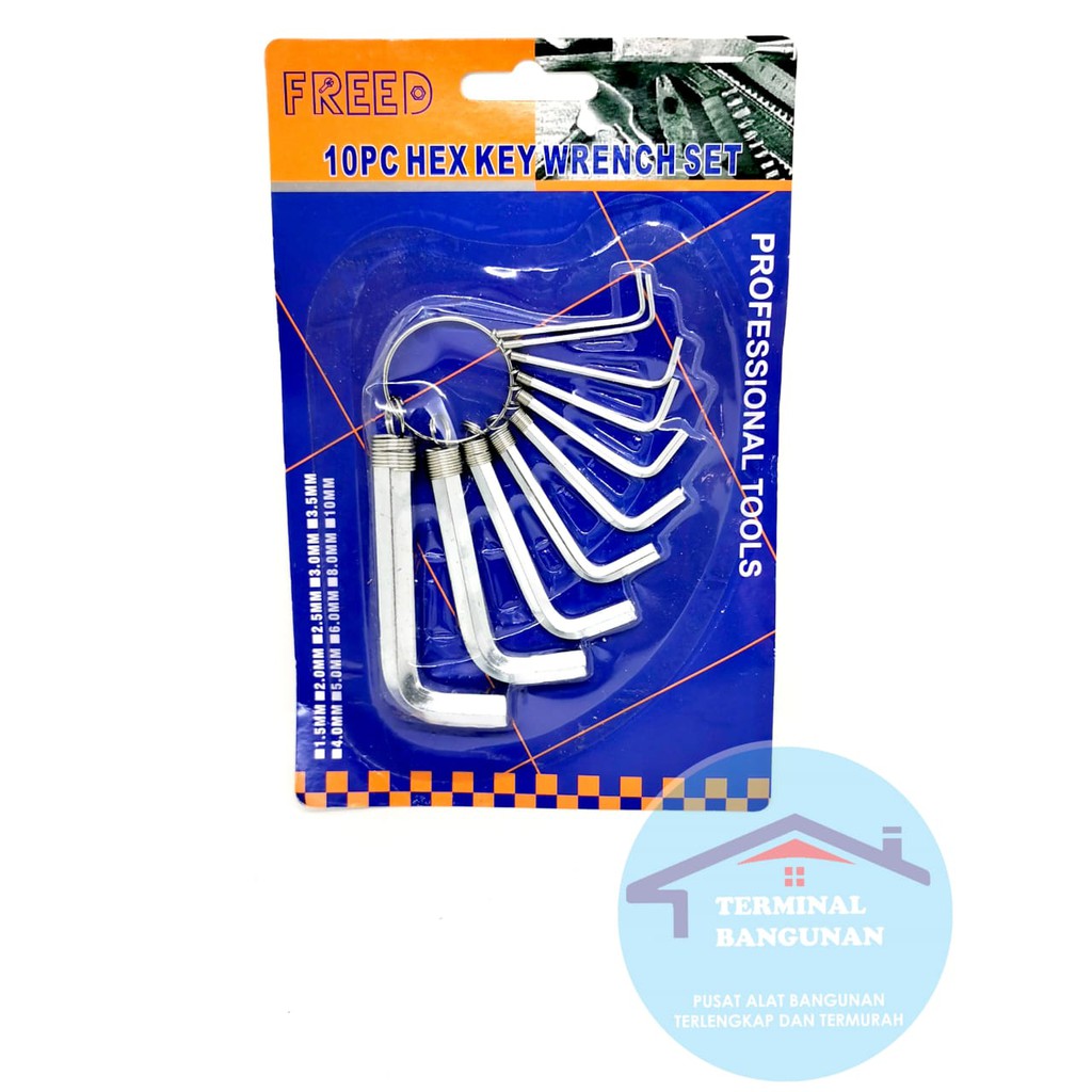 KUNCI L SET CROME FREED ISI 10 PCS