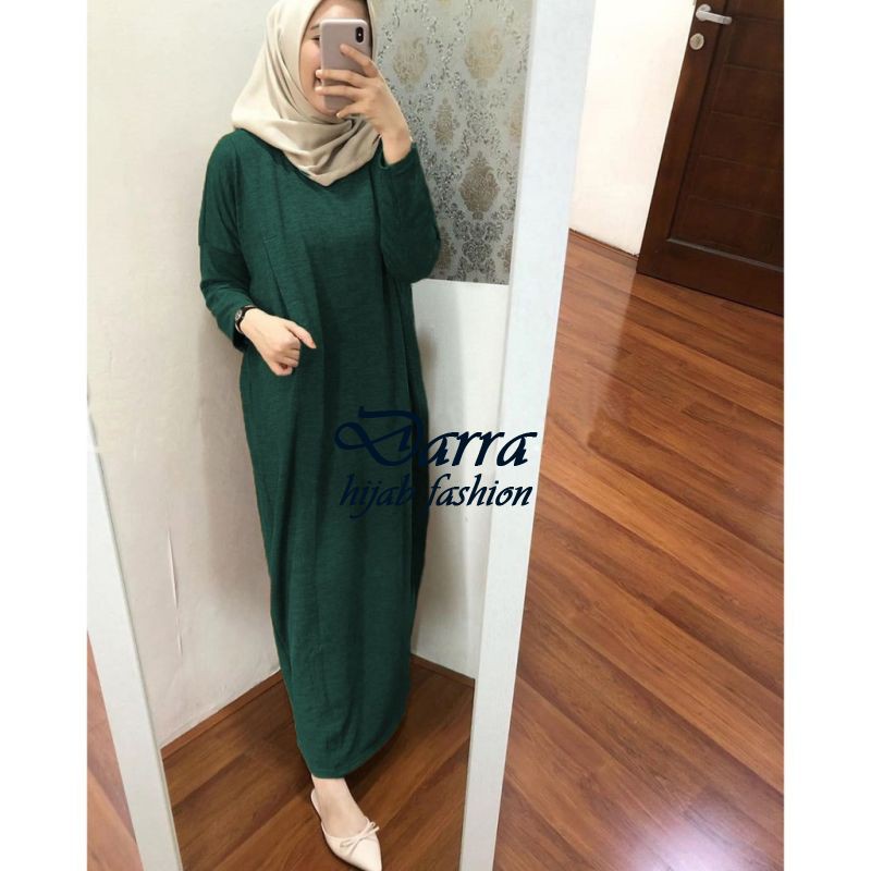GAMIS WINDA HIJAU BOTOL MAXI DRESS MUSLIM FASHION GAMIS BEST SELLER DARRA FASHION
