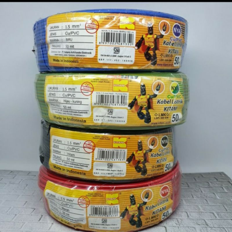 Kabel NYA 1.5 MM 50 meter KITANI-HITAM