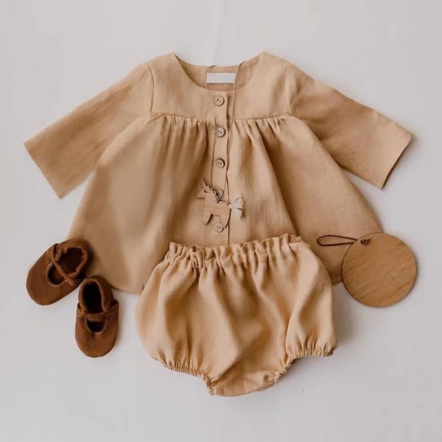 Zahra Setelan Anak Perempuan Baby Olive Bahan Katun | Pakaian Anak Bayi Umur 6 - 24 Bulan