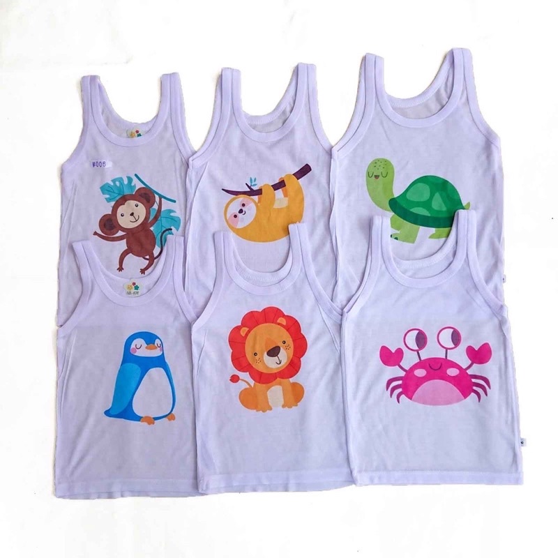 KAOS DALAM BAYI / SINGLET BABY MOTIF PUTIH (SATUAN/ECERAN) [BISA COD!!]