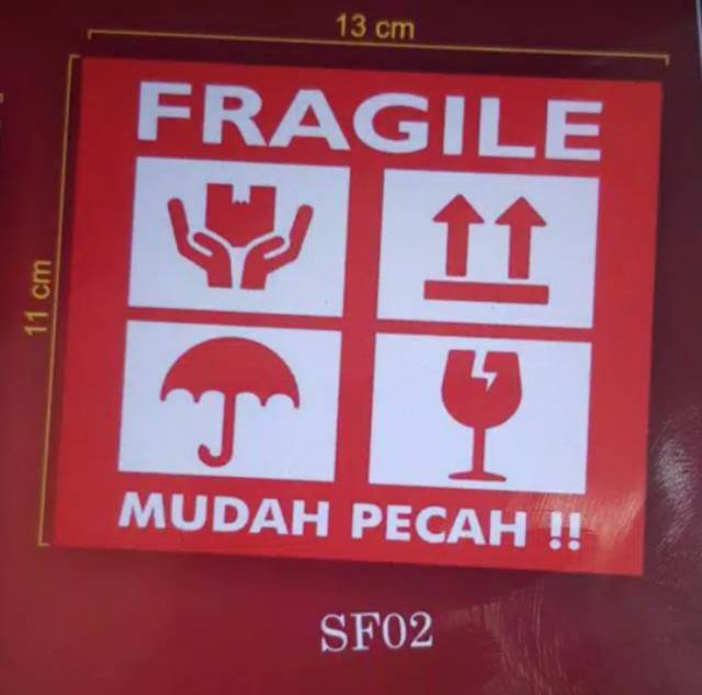 

STICKER FRAGILE 45mm X 73mm STIKER PENGAMAN PAKET PECAH BELAH - tempelan JANGAN Dibanting 4x
