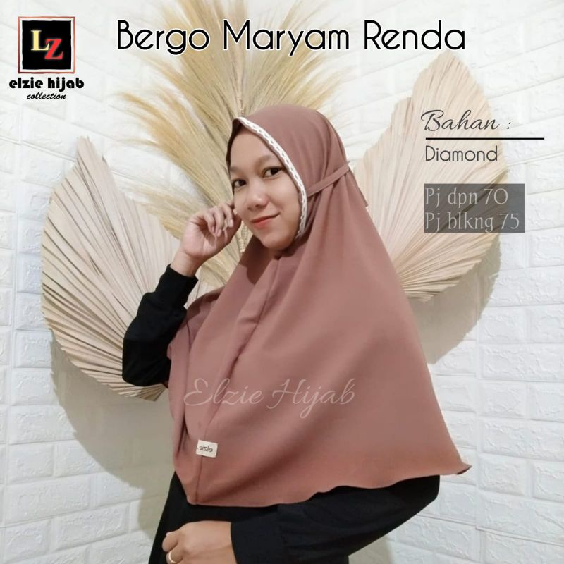 ELZIE HIJAB | Bergo Maryam Renda Cantik Kerudung Renda Hijab Instan