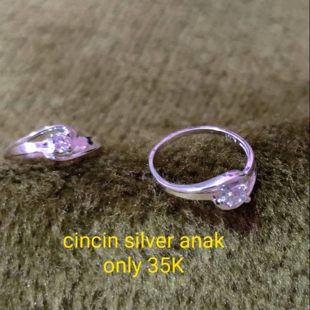 Cincin perak anak 925 lapis emas putih