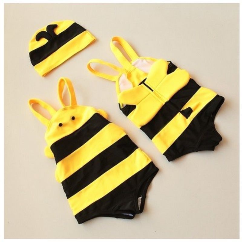 Bee Swimsuit With Hat | Baju Renang Anak Motif Lebah