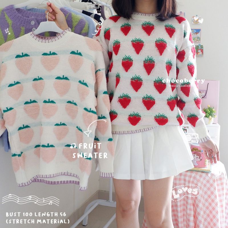 CHOCOBERRY / FRUIT SWEATER / atasan / luaran / rajut / wanita / import / aesthetic / korean style / 