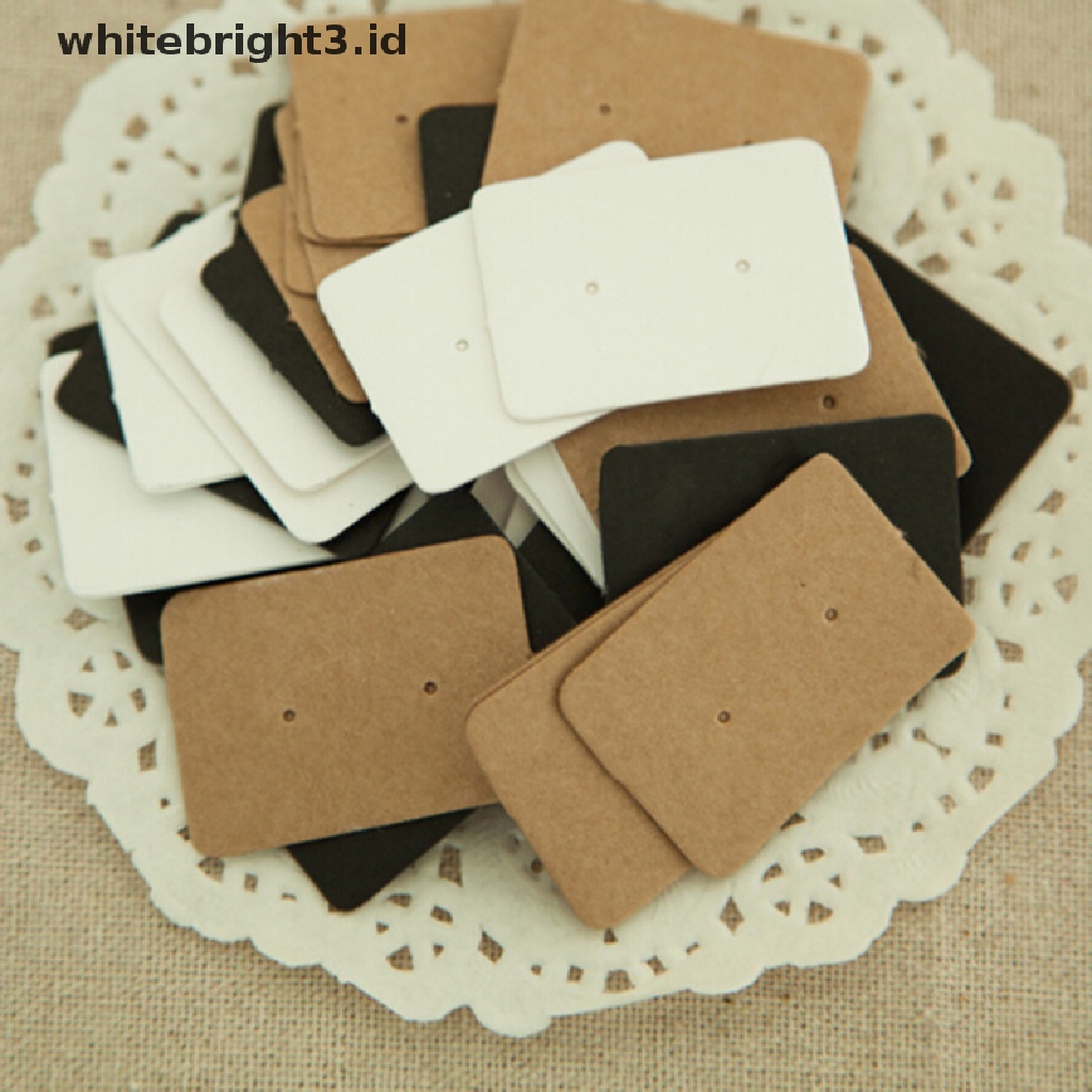 (whitebright3.id) 50pcs Kertas Kraft Gantung Anting Tusuk Untuk Display