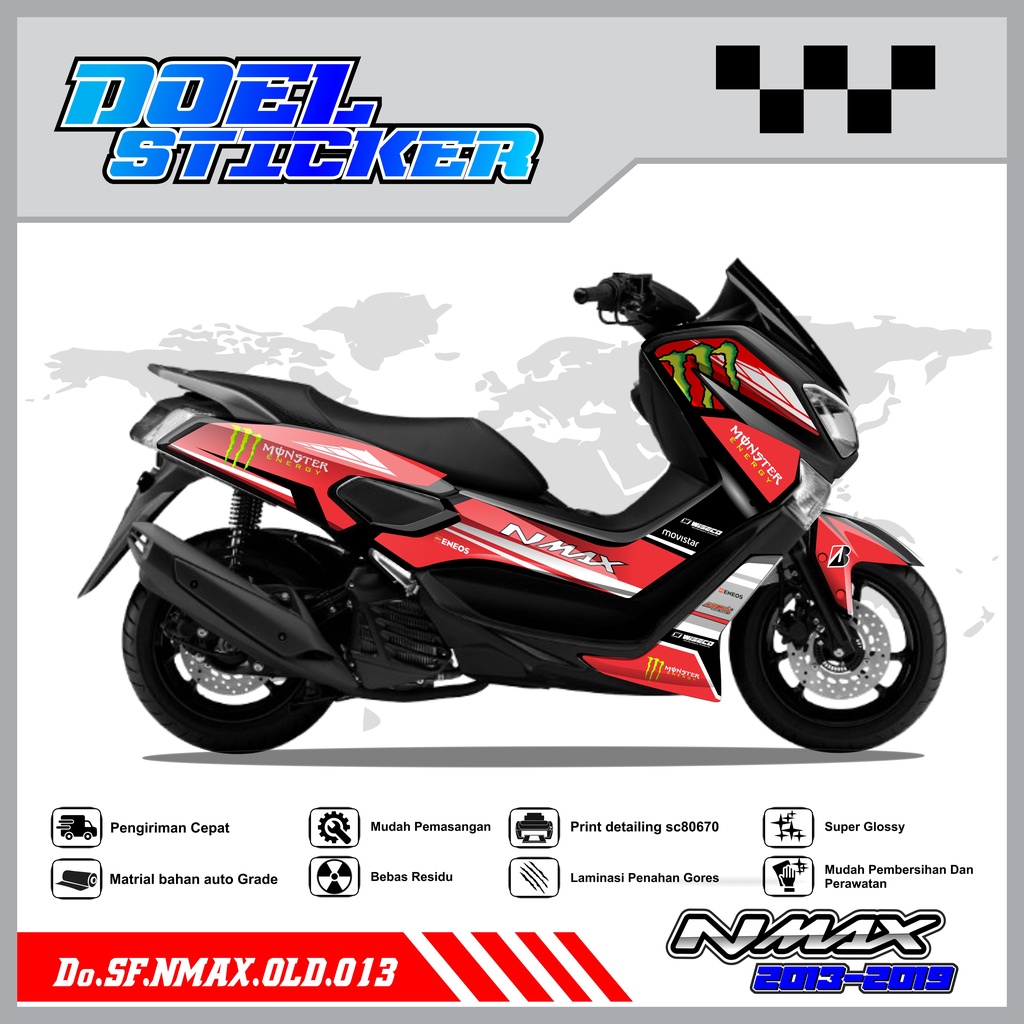 STICKER STRIPING NMAX OLD - STICKER STRIPING LIST VARIASI HOLOGRAM , CROME YAMAHA NMAX OLD DOEL 013