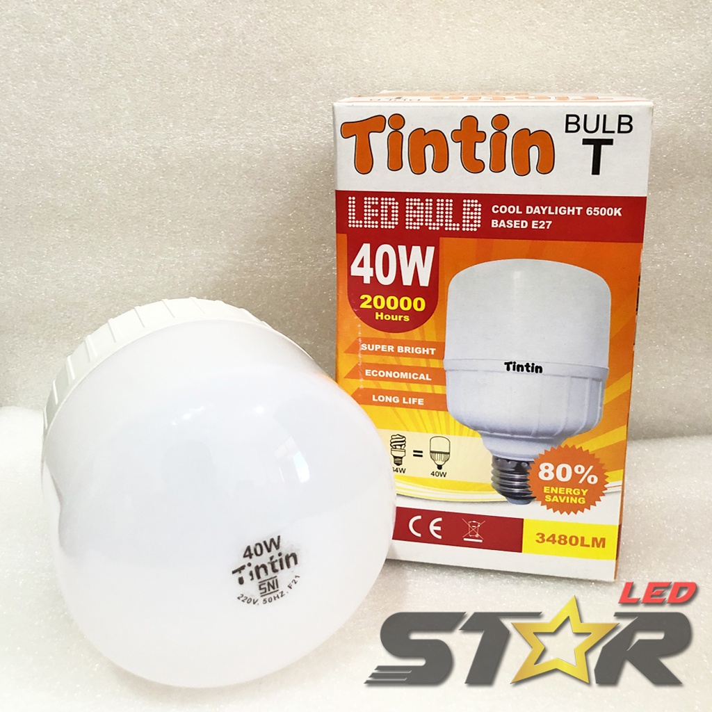 TINTIN Bulb T LED 40 WATT LAMPU BOHLAM LED TABUNG MURAH HEMAT ENERGI IRIT AWET TAHAN LAMA STAR LED