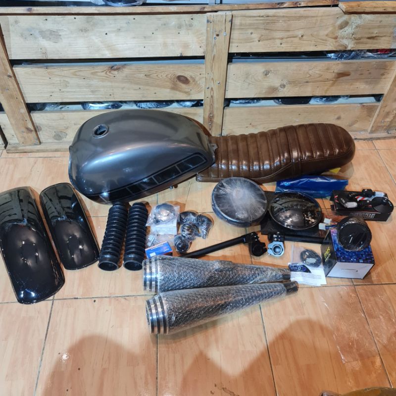 PAKET CUSTOM JAPSTYLE SCRAMBLER INJEKSI VERZA MAGAPRO MONO CB 150R BASIC DOBEL SHOCK