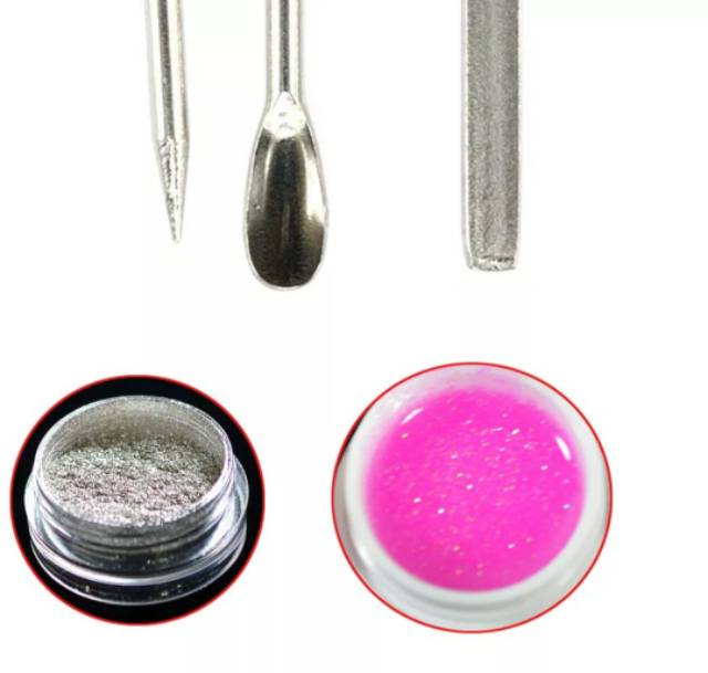 alat aduk powder 3PCS stirring rod nail art stainless alat pengaduk gel polish / etc