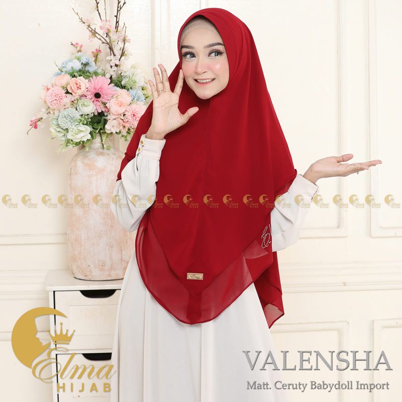 Jilbab Instan  Khimar Valensha 2 layer Ceruty Babydoll By Elma Hijab