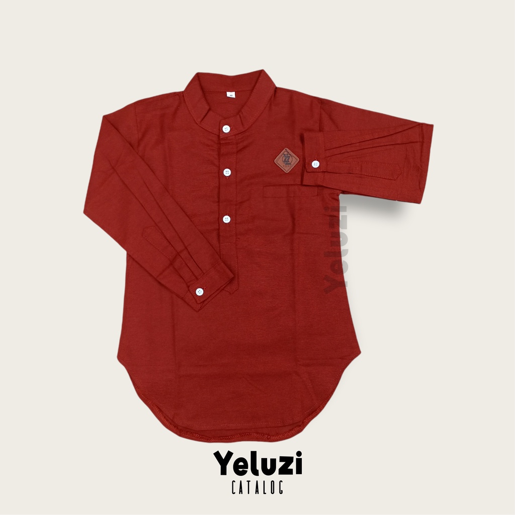 BAJU KOKO KURTA ANAK LAKI LAKI 2thn-8thn - Koko Kurta Anak Murah Katun Rami - Merah Bata Hijau Botol