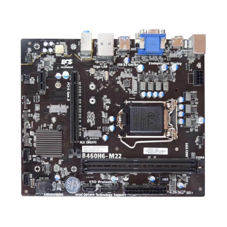 ECS B460H6-M22 Motherboard Intel Gen 10 Soket 1200 / B460