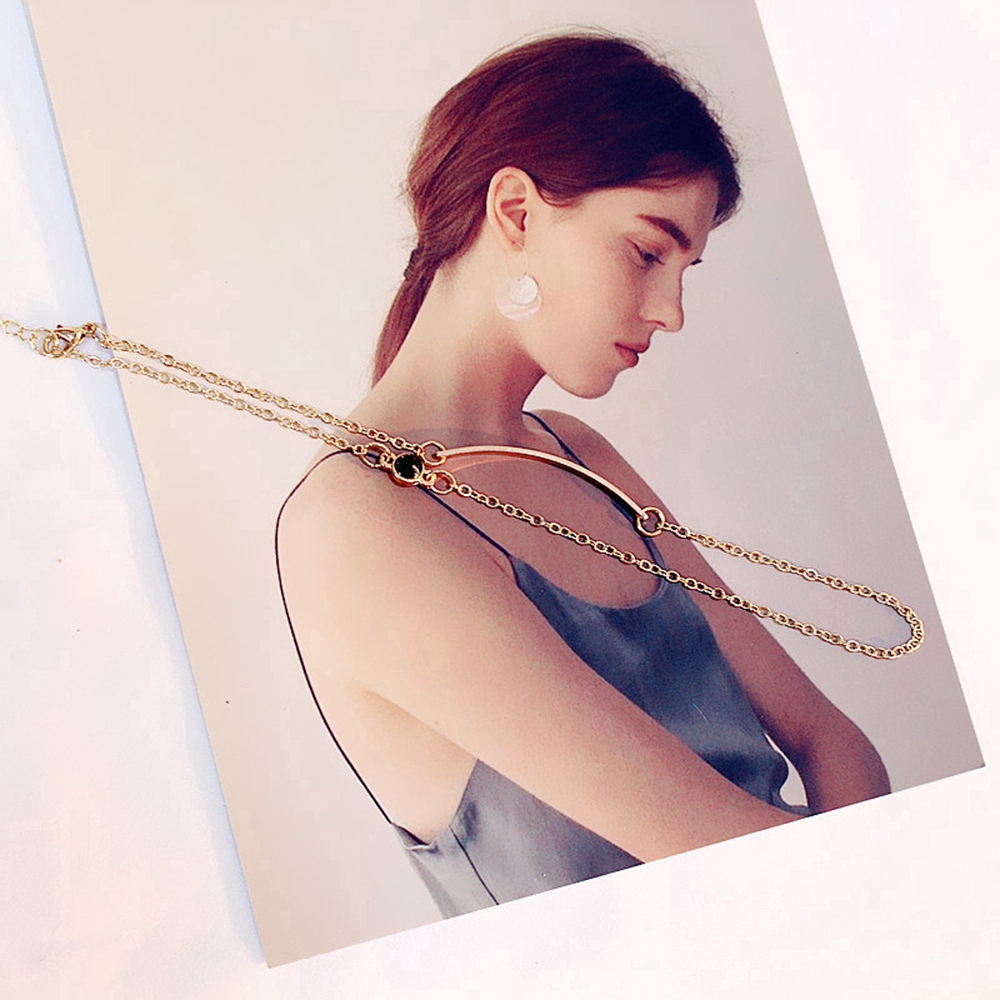 Gelang Rantai Panjang Simple Gaya Korea Warna Emas untuk Wanita-6