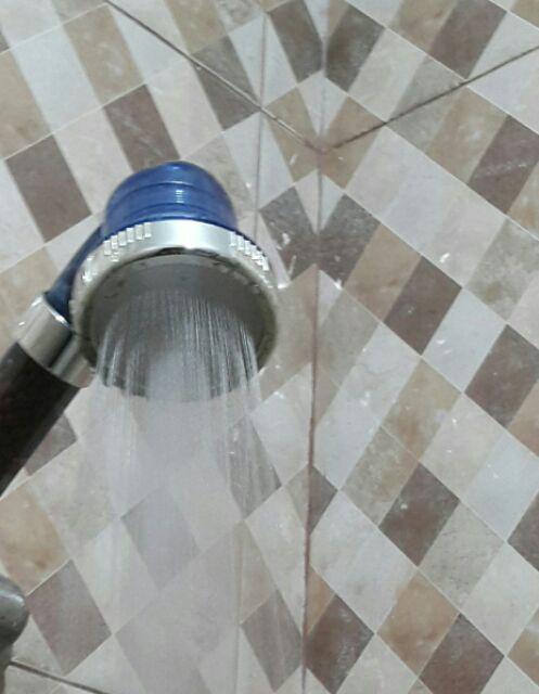 {terlaris} Kepala Shower Head Ion Spa Ionizer Healthy Crystal 3 Mode Bonus Selang + Holder