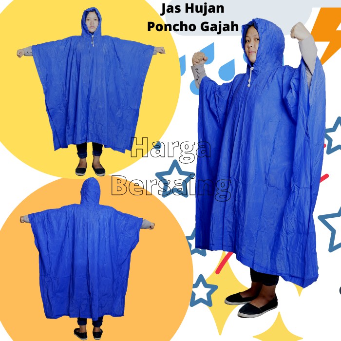 Jas Hujan Model Poncho Kalong Lebar Gajah MEDIUM 210 - Raincoat Mantel Hujan Ponco Kalong Kelelawar Lebar Murah Laku