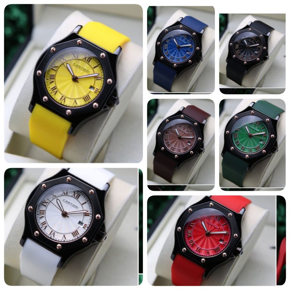 Jam Tangan Wanita Fashion 3907KZ Tali Rubber Tanggal Aktif Plat Mata Free Box &amp; Baterai