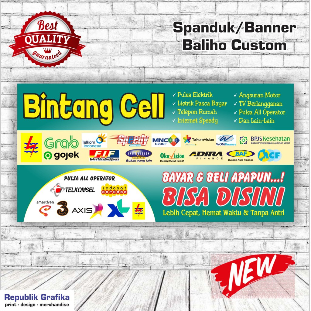 SPANDUK, BALIHO, BANNER CUSTOM - 2X1 M - FLEXY 280 HIGHRES - FREE DESAIN - PRE ORDER