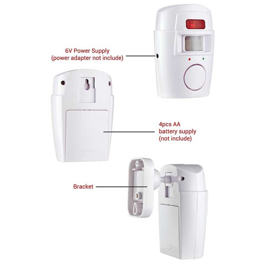 Peralatan Keamanan Rumah Alarm Anti Maling Infrared PIR Sensor Gerak 2 Remote Control Multifungsi