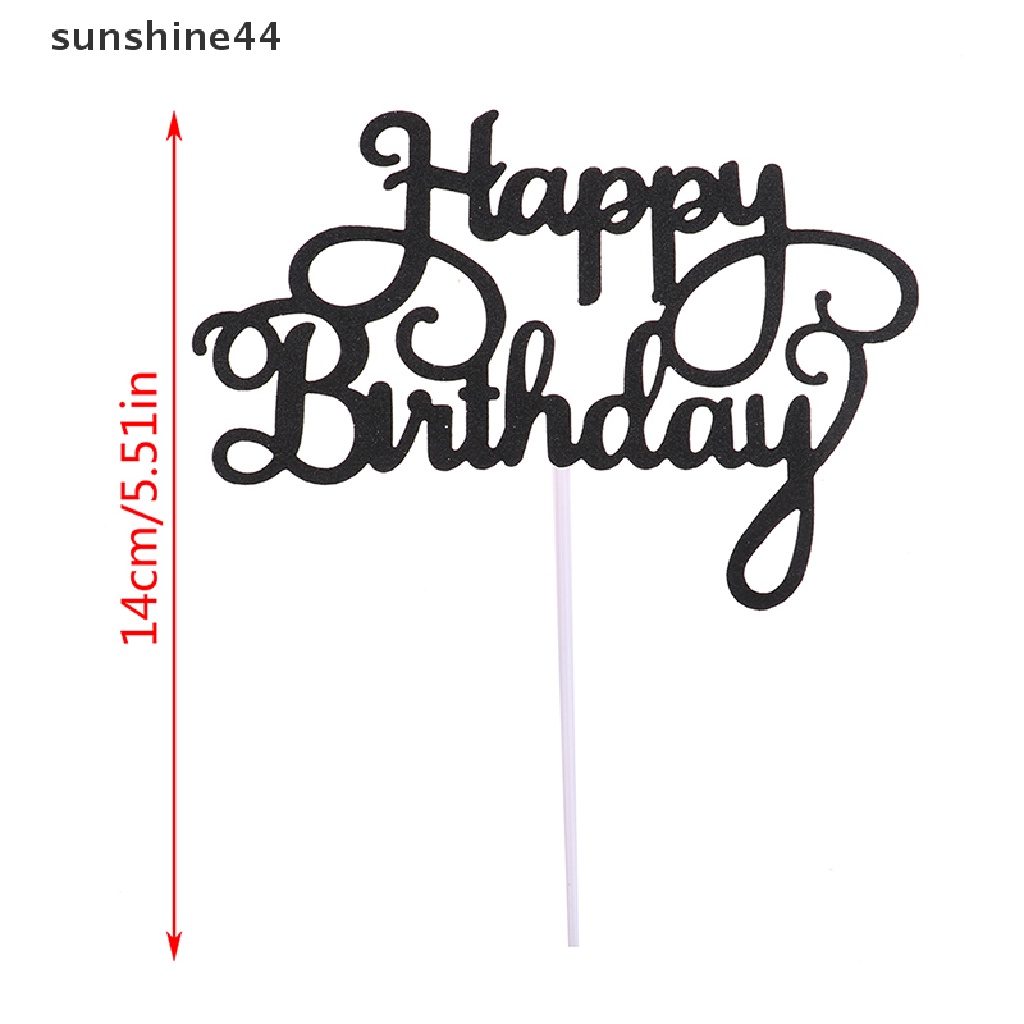 Sunshine 10PCS Topper Kue Ulang Tahun Tulisan Happy Birthday Bahan Kertas Glitter