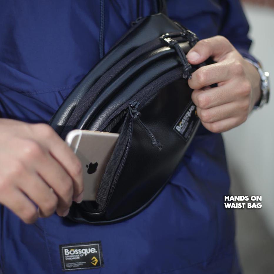 Terbaik.. Bossque - Hands On Waist Bag Kulit | Sling Bag Cowok Original Distro | Tas Selempang Pria 