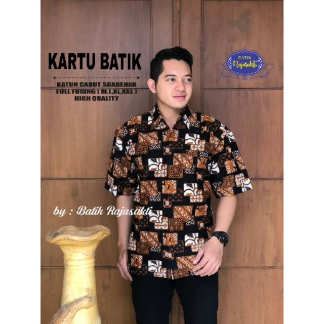 Batik Pria Lengan Pendek Asli Katun Sragenan Solo Full Furing