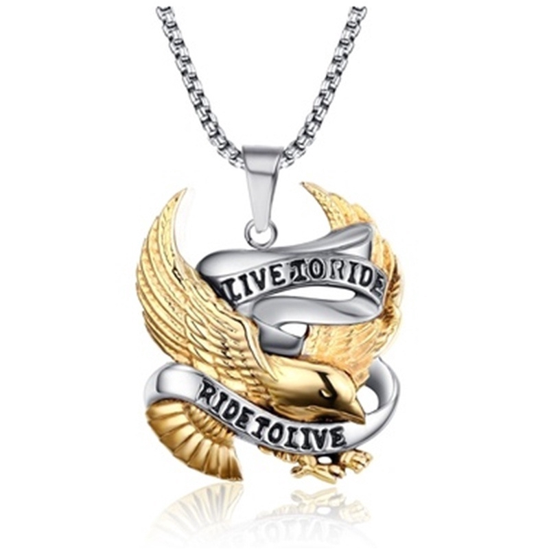 SEUSUK  Kalung Rantai Liontin Burung Elang Bahan Stainless Steel untuk Pria