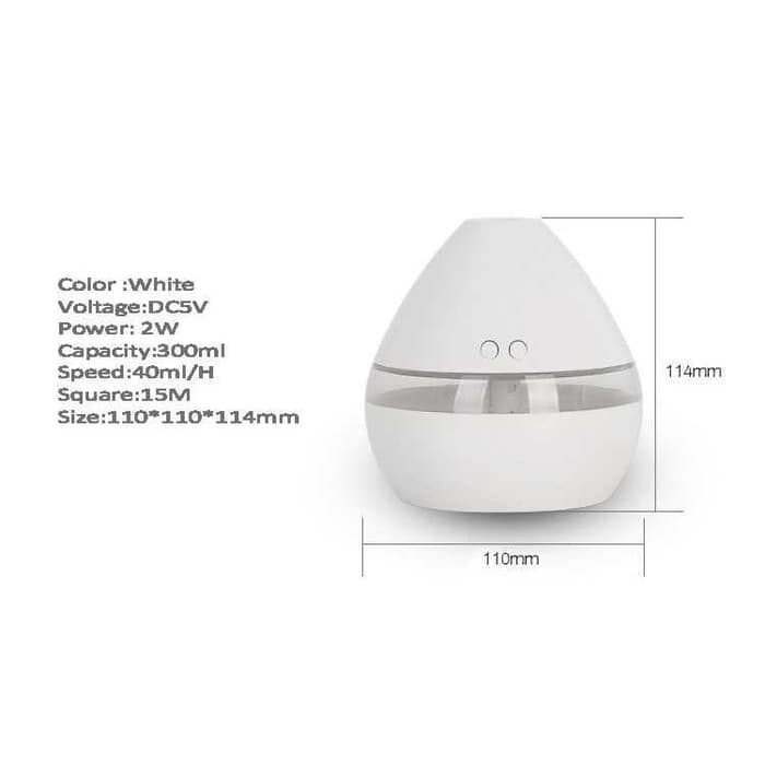 (Makassar) Air Mist Humidifier White Night Light Aroma Terapi Diffuser Essential oil Ultrasonic LED COD